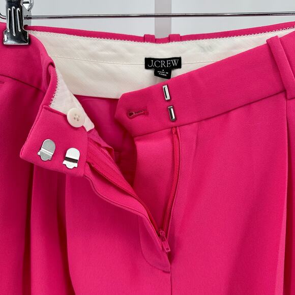 J. Crew Pink Pleated Wide Leg Trouser Pants Womens Size 4 High Rise Cuffed Hem - Picture 12 of 12